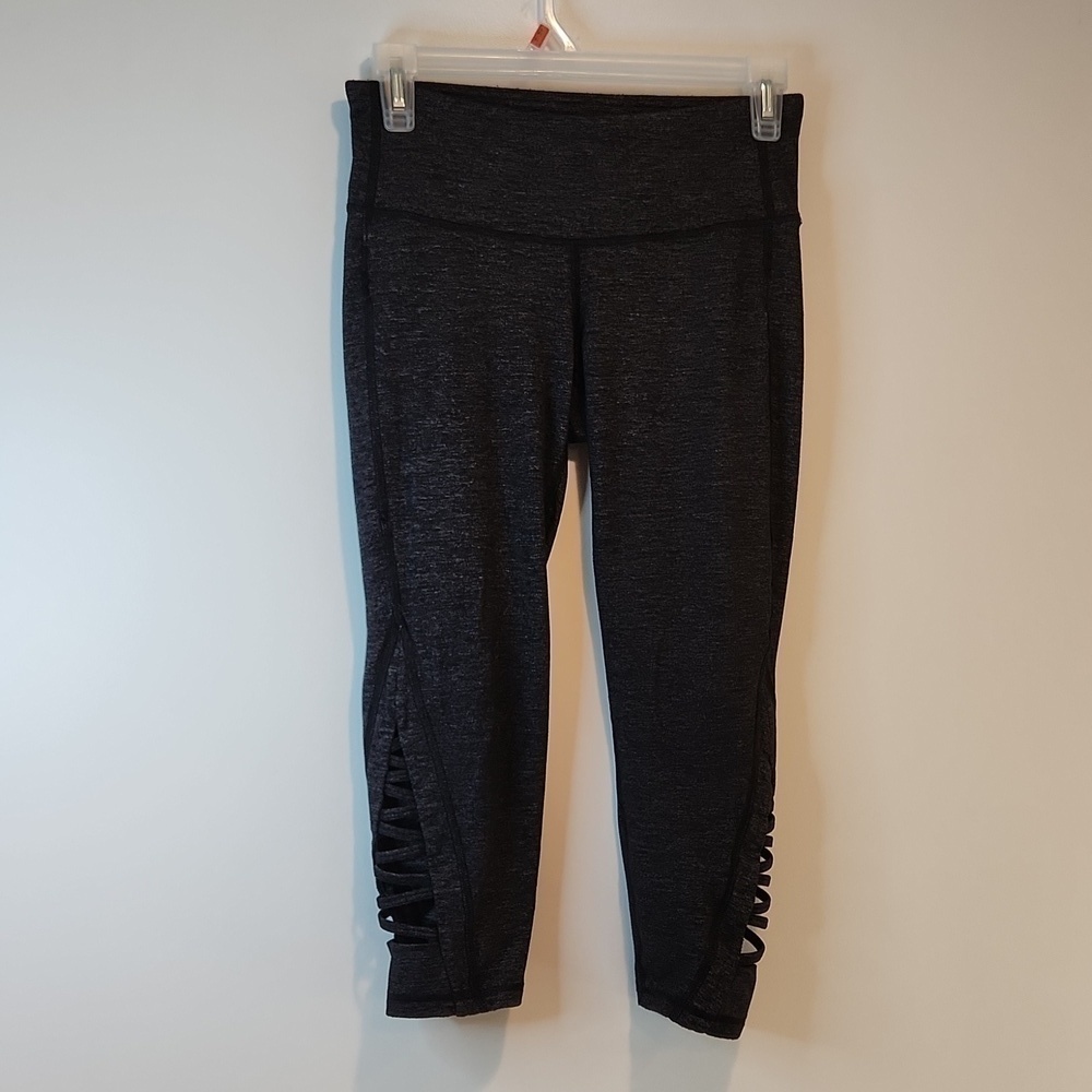 Athleta Capi Lattice Leggings Vented Pants Women's Sz XS Charcoal Gray NICE! - Picture 2 of 13